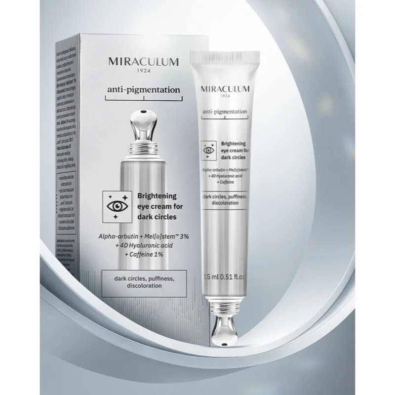 Miraculum Anti- Pigmentation posvetlitvena krema za predel okoli oči proti zabuhlosti in temnim kolobarjem 15 ml