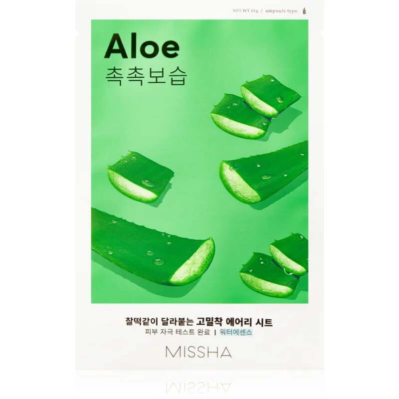 Missha Airy Fit Aloe maska iz platna z vlažilnim in pomirjajočim učinkom 19 g