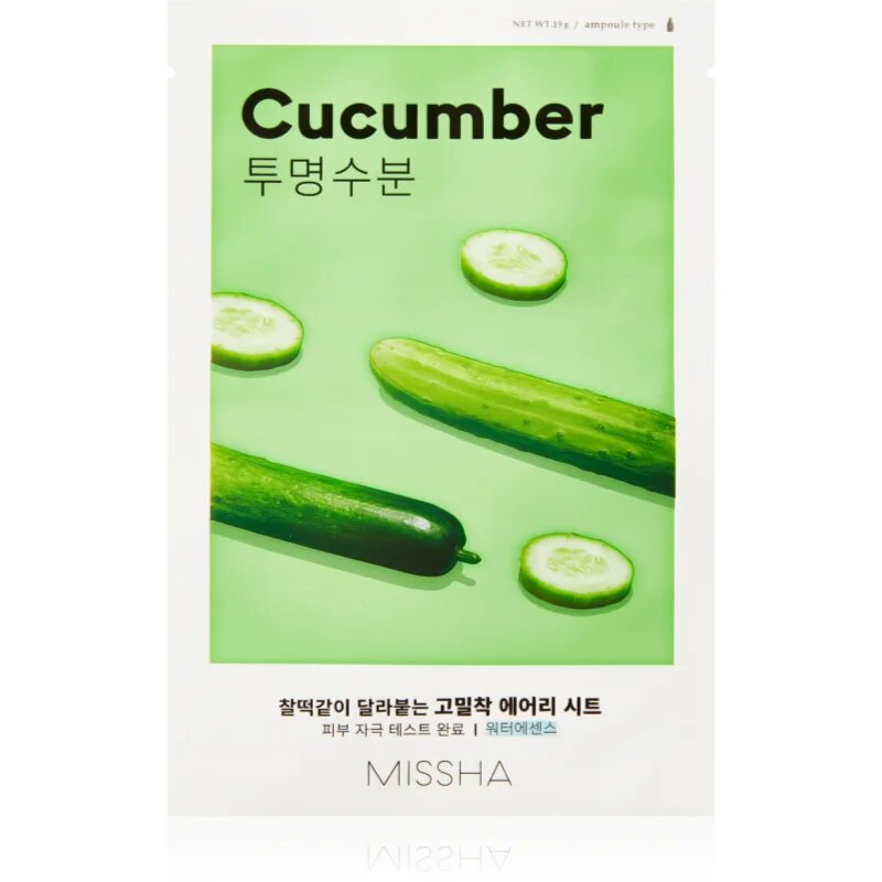 Missha Airy Fit Cucumber maska iz platna z vlažilnim in revitalizacijskim učinkom za suho kožo 19 g