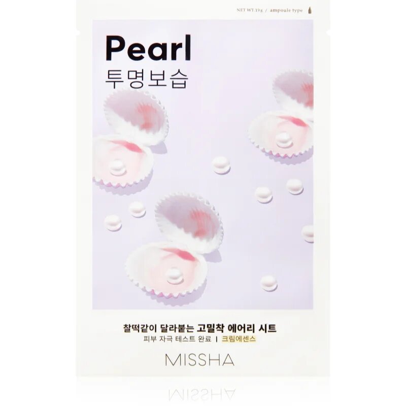 Missha Airy Fit Pearl maska iz platna s posvetlitvenim in vlažilnim učinkom 19 g