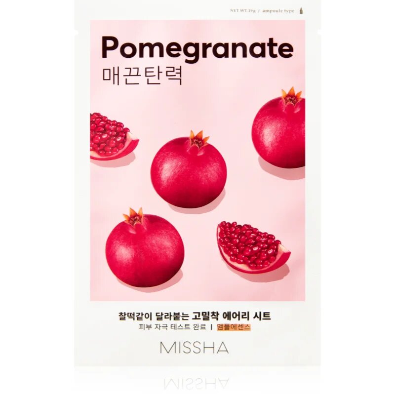 Missha Airy Fit Pomegranate maska iz platna z mehčalnim in osvežilnim učinkom 19 g