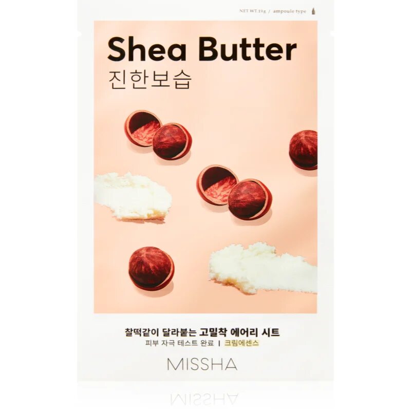 Missha Airy Fit Shea Butter maska iz platna z visokim vlažilnim in hranilnim učinkom 19 g