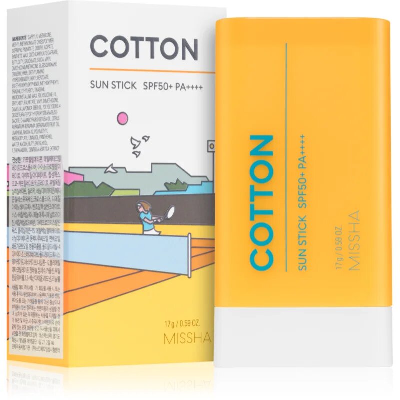 Missha All Around Safe Block Cotton Sun Stick vodoodporna krema za sončenje za obraz v paličici SPF 50+ 17 g