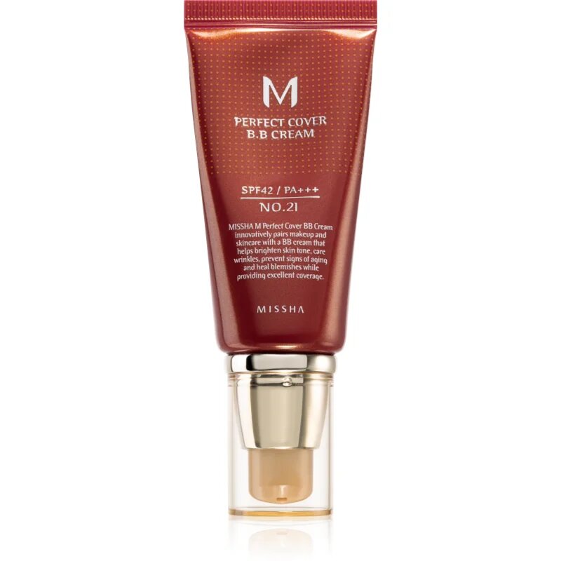 Missha M Perfect Cover BB krema z visoko UV zaščito odtenek No. 21 Light Beige SPF42/PA+++ 50 ml