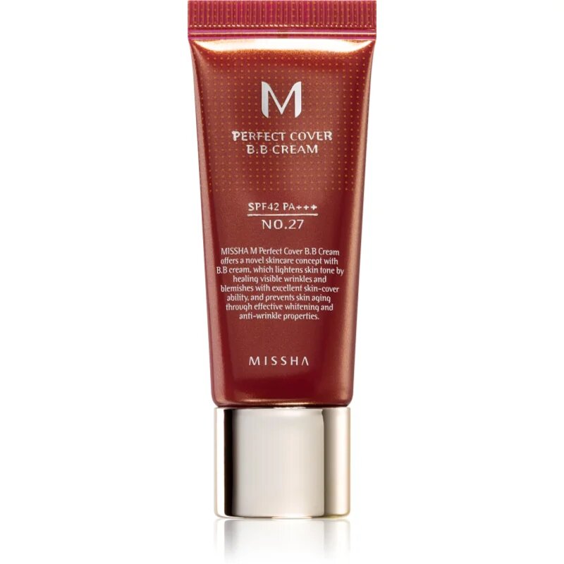 Missha M Perfect Cover BB krema z zelo visoko UV zaščito majhno pakiranje odtenek No. 27 Honey Beige SPF 42/PA+++ 20 ml