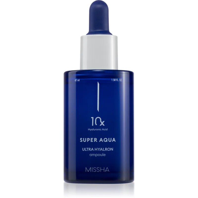Missha Super Aqua 10x Ultra Hyalron Ampoule intenzivni vlažilni serum za obraz s pomirjajočim učinkom 47 ml