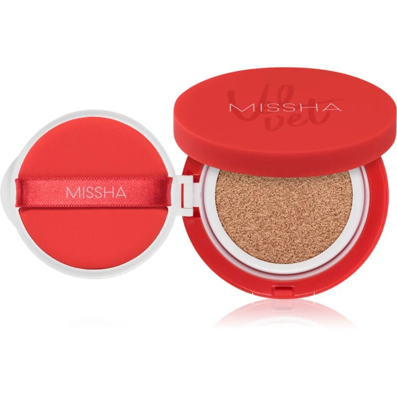 Missha Velvet Finish Cushion dolgoobstojni tekoči puder v gobici SPF 50+ odtenek #23 Neutral Medium Beige 15 g