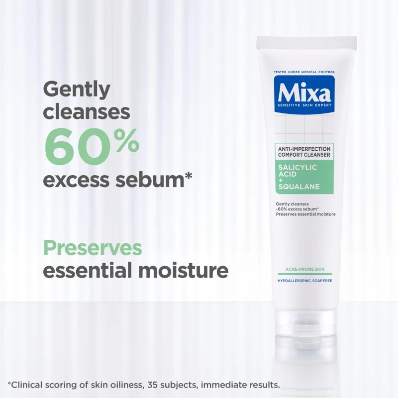 MIXA Anti-Imperfection Comfort Cleanser čistilni gel za obraz proti nepravilnostim na aknasti koži 150 ml