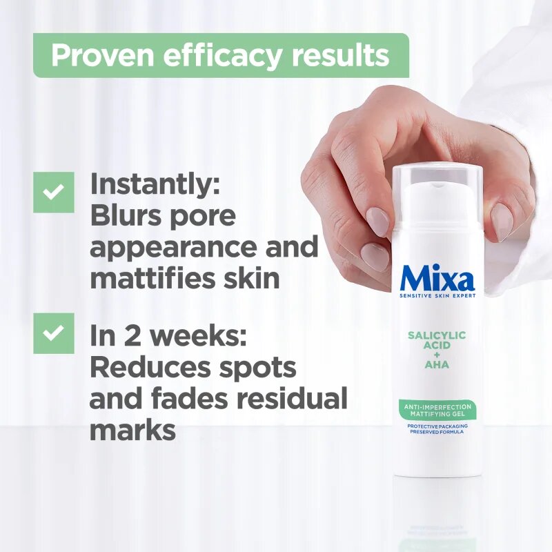 MIXA Anti-Imperfection Mattifying Gel matirajoča gelasta krema proti nepravilnostim na koži 50 ml