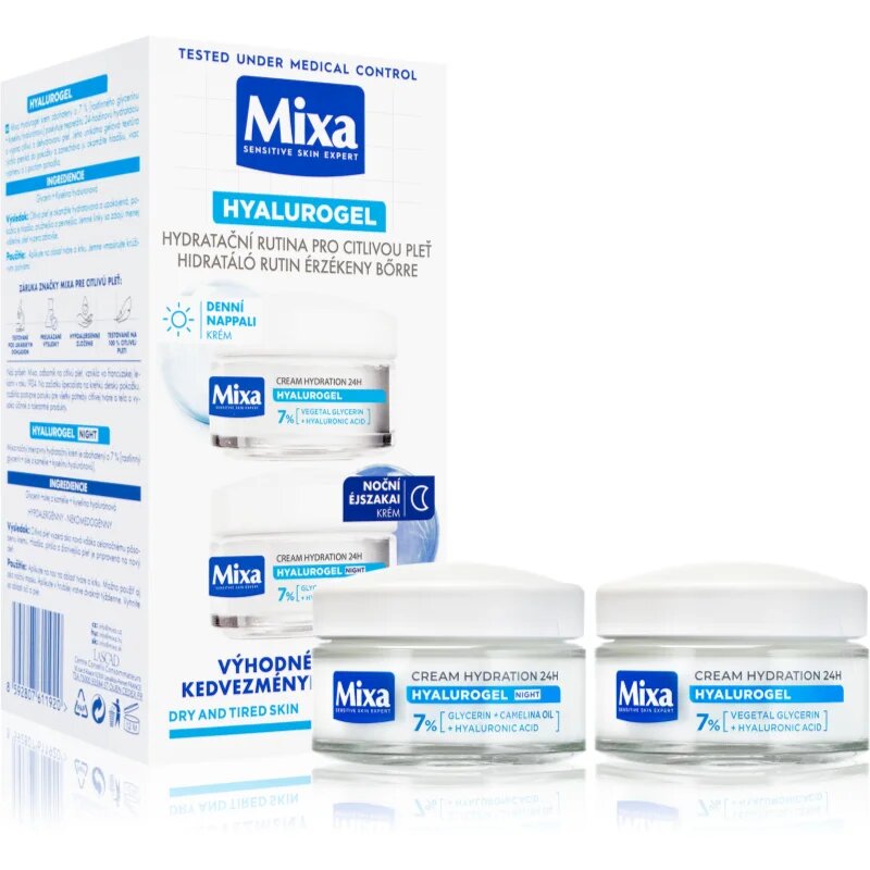 MIXA Hyalurogel dnevna in nočna krema s hialuronsko kislino 2x50 ml