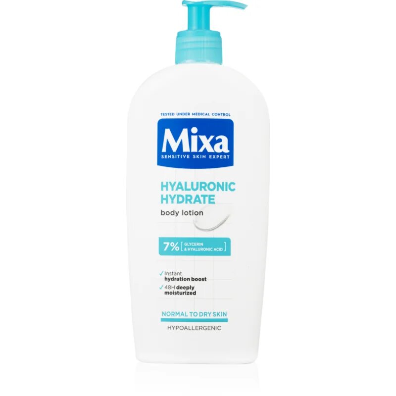 MIXA Hyalurogel intenzivni vlažilni losjon za telo za suho in občutljivo kožo 400 ml