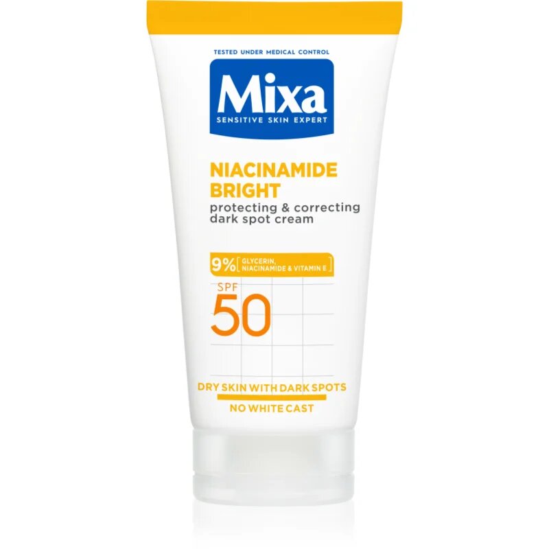 MIXA Niacinamide Bright korektivna krema proti temnim madežem SPF 50 50 ml