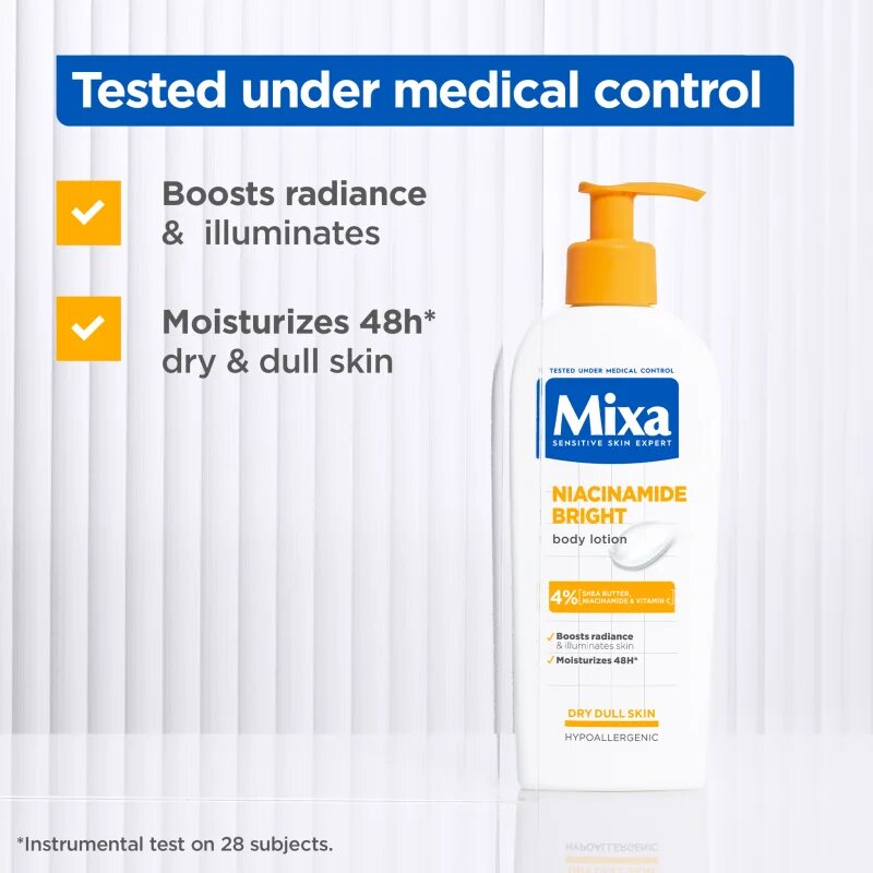MIXA Niacinamide Bright maslo za telo z karitejevim maslom 250 ml