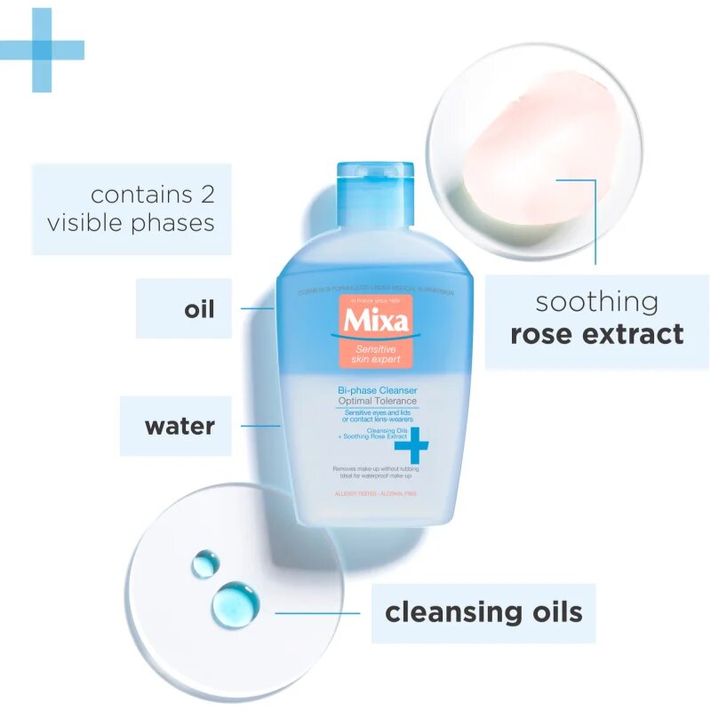MIXA Optimal Tolerance dvokomponentni odstranjevalec ličil za oči 125 ml