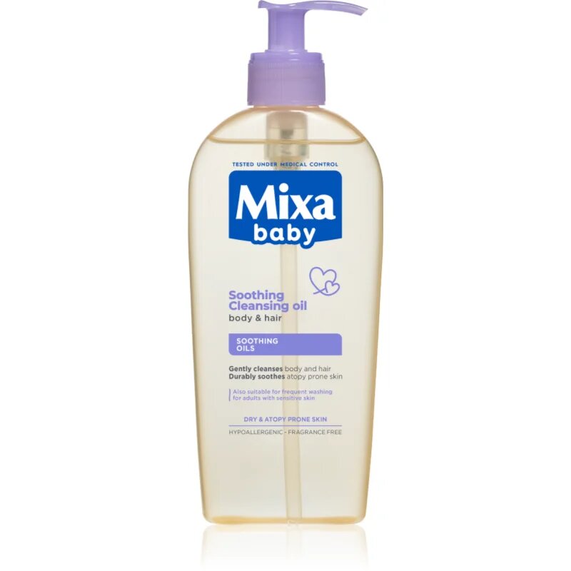 MIXA Panthenol Comfort pomirjajoče čistilno olje za lase in kožo nagnjeno k atopiji 250 ml