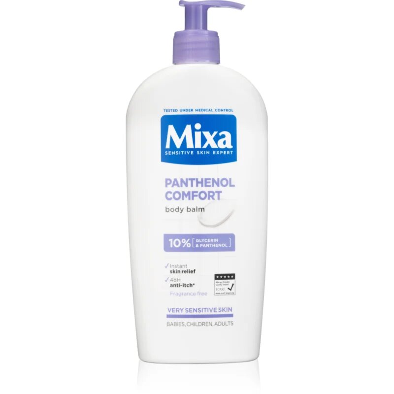 MIXA Panthenol Comfort pomirjujoči losjon za telo za zelo suho občutljivo kožo in za kožo ki je nagnjena k atopiji 400 ml