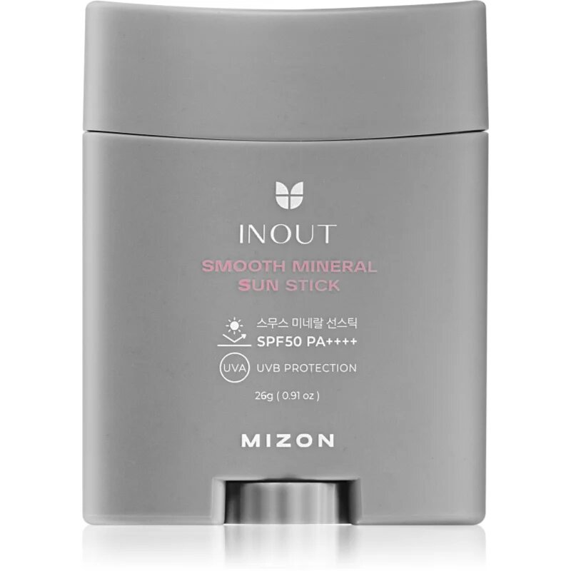 Mizon Inout Smooth Mineral Sun Stick mineralna zaščitna krema za obraz in občutljive predele v paličici SPF 50+ 26 g