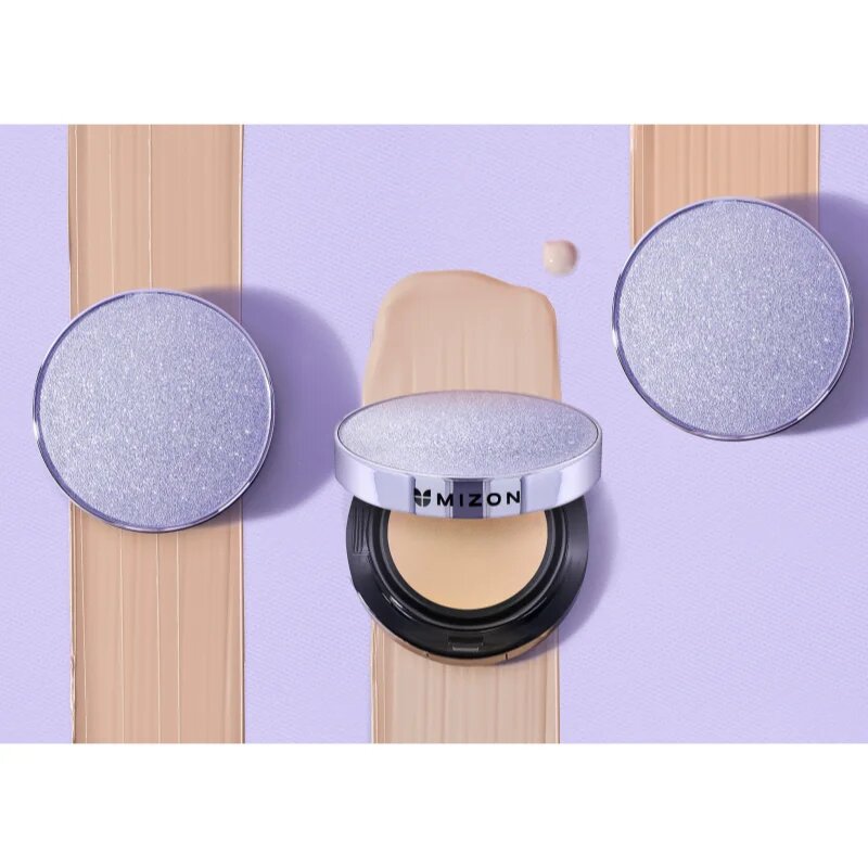 Mizon Vegan Collagen Cushion SPF38 PA++ dolgoobstojni tekoči puder v gobici z visoko UV zaščito odtenek #21 Light Beige 2x15 g