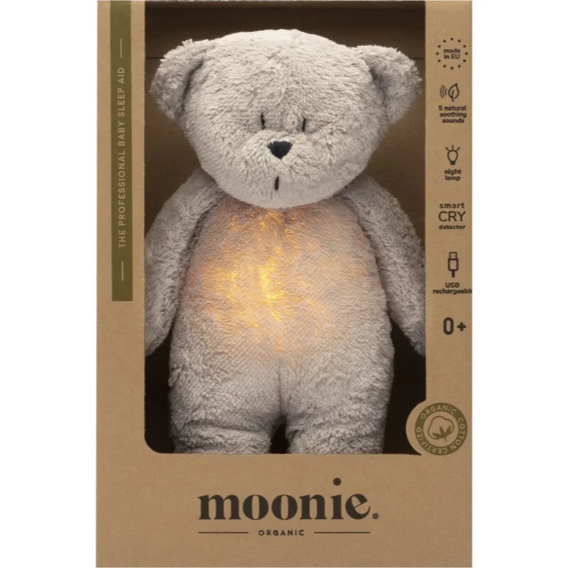 Moonie Bear 2.0 Organic Grey ninica z melodijo 1 kos