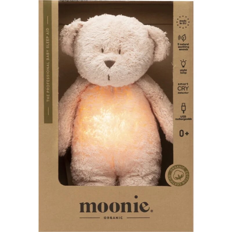 Moonie Bear 2.0 Organic Rose ninica z melodijo 1 kos