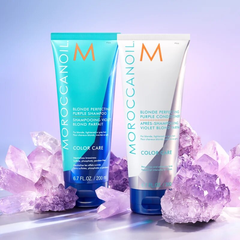 Moroccanoil Color Care Blonde Perfecting Purple Conditioner vijoličen balzam za blond lase in lase s prameni 200 ml