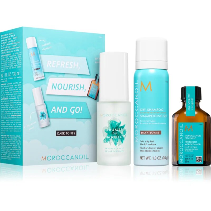 Moroccanoil Refresh Nourish and Go! (Dark Tones) set za temne lase za ženske