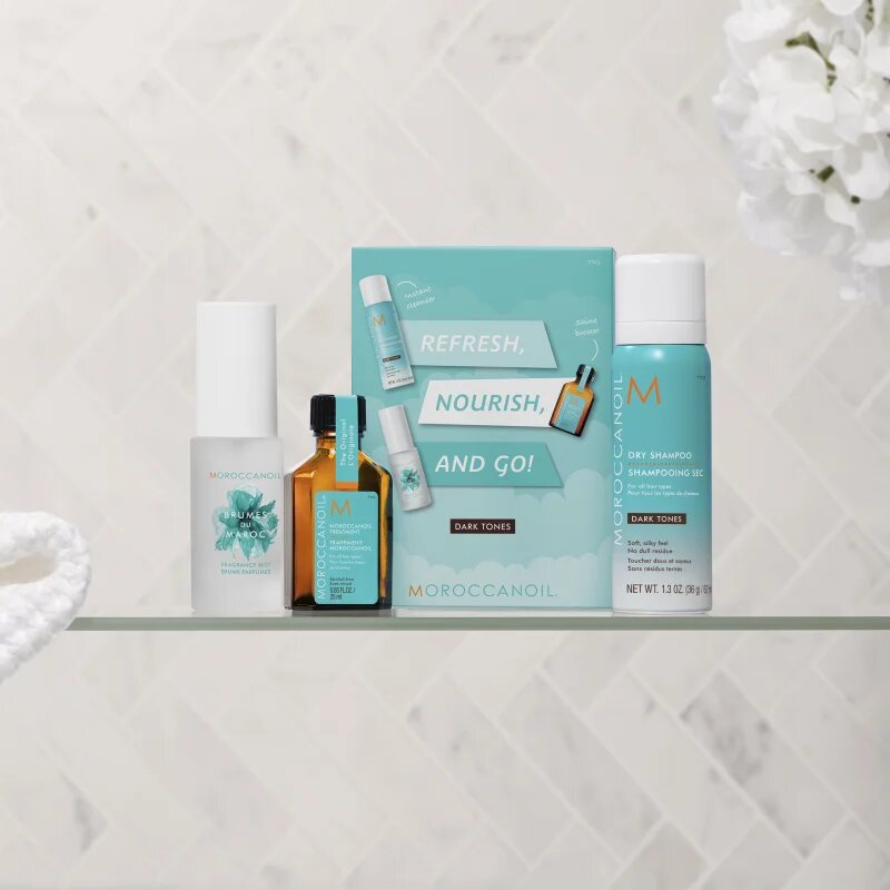 Moroccanoil Refresh Nourish and Go! (Dark Tones) set za temne lase za ženske