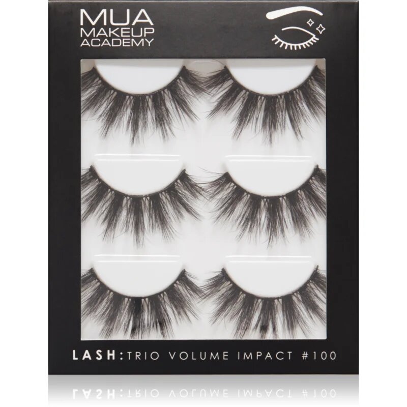 MUA Makeup Academy Lashes Volume Impact umetne trepalnice vrsta Volume #100 3x2 kos