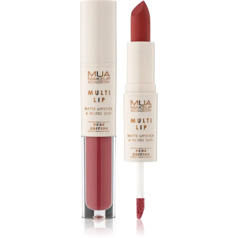 MUA Makeup Academy Multi Lip Nude Edition Dolgoobstojna šminka in sijaj za ustnice duo odtenek Soleil 3.2 g