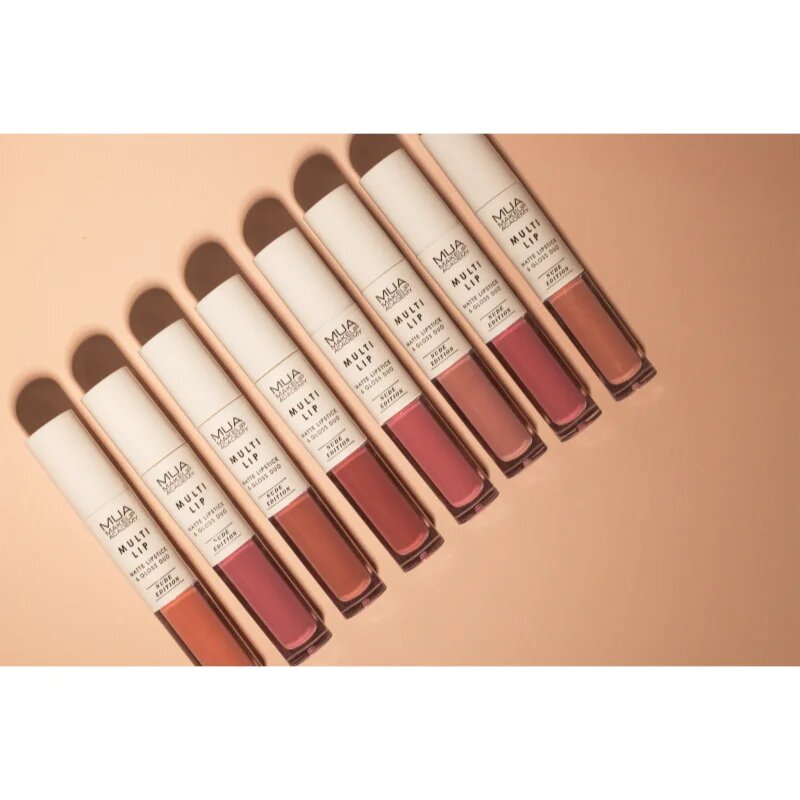 MUA Makeup Academy Multi Lip Nude Edition Dolgoobstojna šminka in sijaj za ustnice duo odtenek Soleil 3.2 g