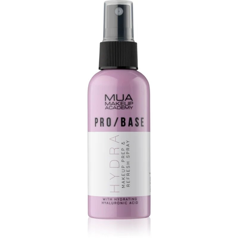 MUA Makeup Academy PRO/BASE Hydra meglica za obraz za fiksacijo make-upa s hialuronsko kislino 70 ml