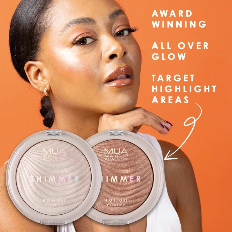 MUA Makeup Academy Shimmer kompaktni pudrasti osvetljevalec odtenek Pink Shimmer 8 g