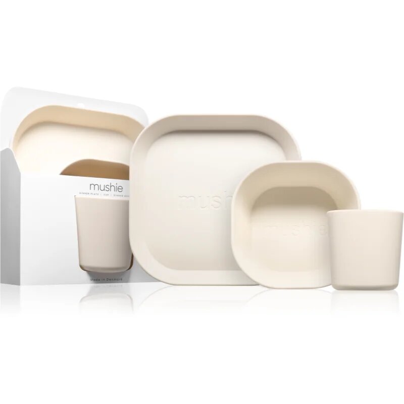Mushie Dinnerware Set jedilni set za otroke 6m+ Ivory 3 kos