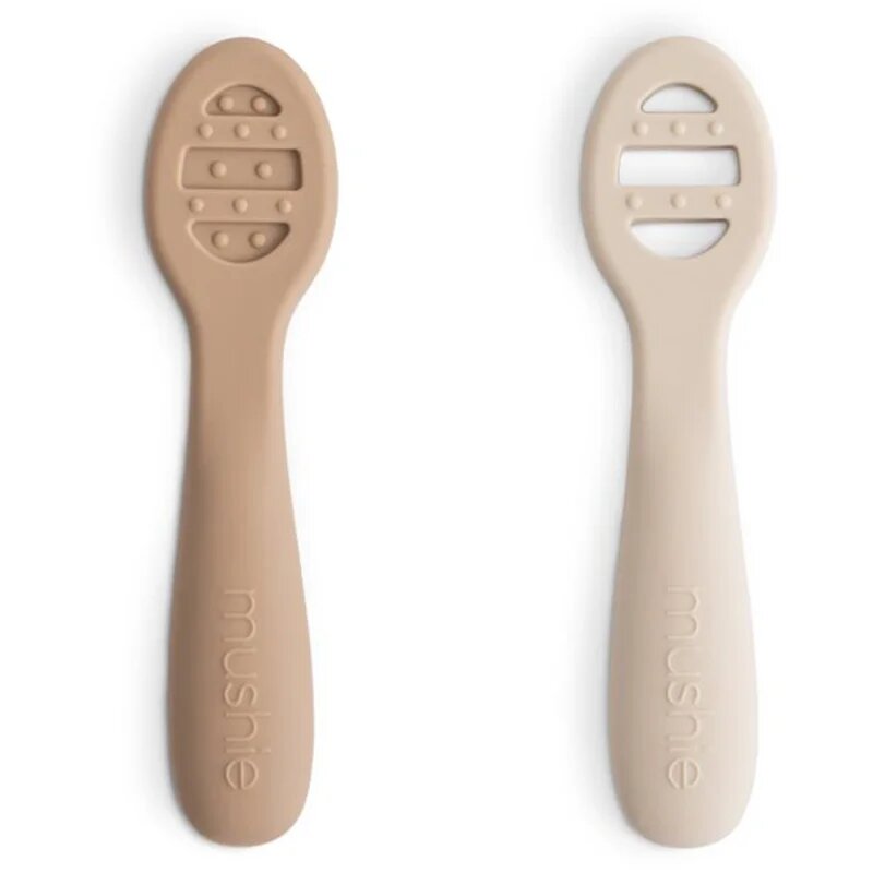 Mushie First Feeding Baby Spoons žlička Natural/ Shifting Sand 6m+ 2 kos
