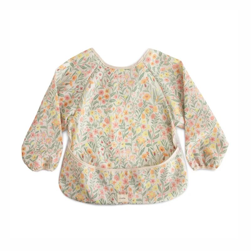 Mushie Long Sleeve Bib slinček Pastel Blooms 6-24m 1 kos