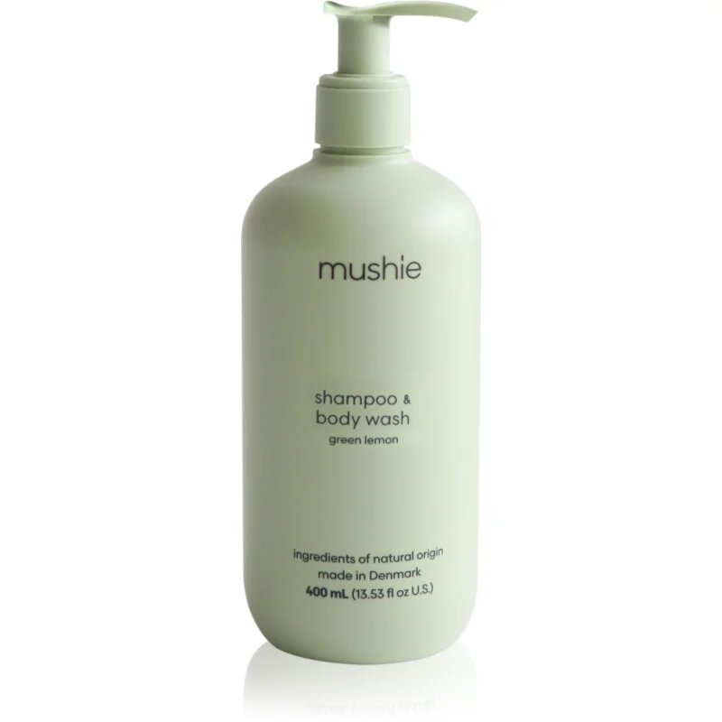 Mushie Organic Baby gel za prhanje in šampon 2v1 za otroke Green Lemon 400 ml