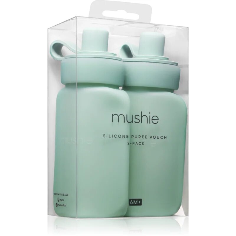 Mushie Silicone Puree Pouch silikonske vrečke za pire za ponovno polnjenje Cambridge Blue 2 kos