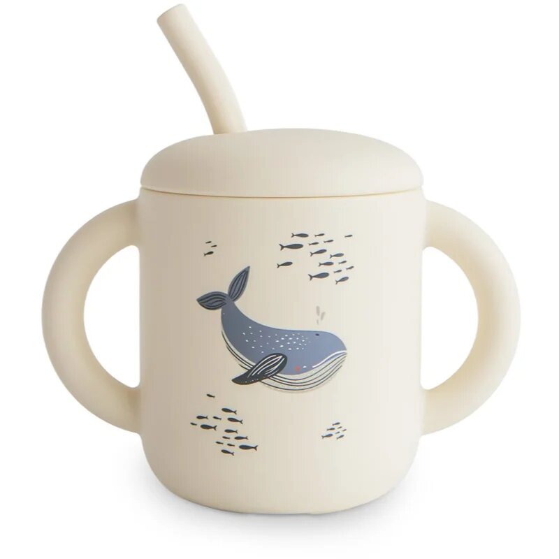 Mushie Silicone Training Cup Whales skodelica s slamico 1 kos