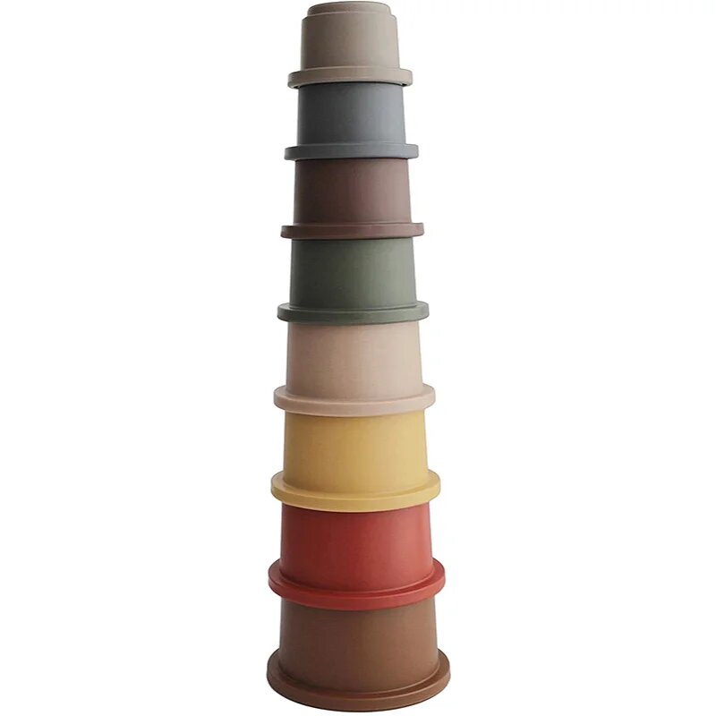 Mushie Stacking Cups Toy igrača 3v1 Retro 8 kos