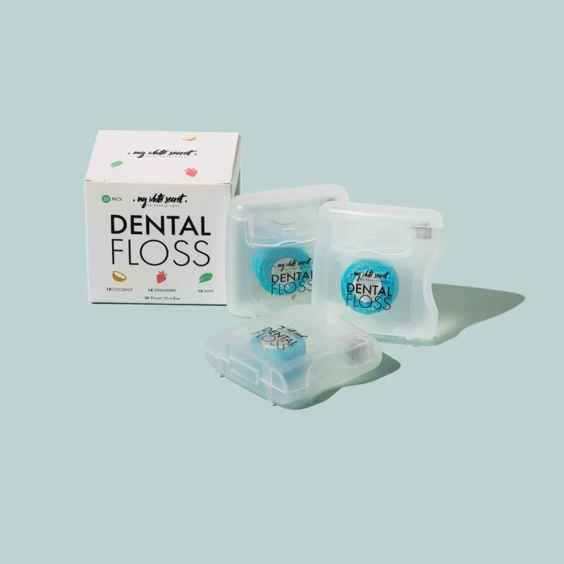 My White Secret Dental Floss zobna nitka Coconut Mint Strawberry 3 kos