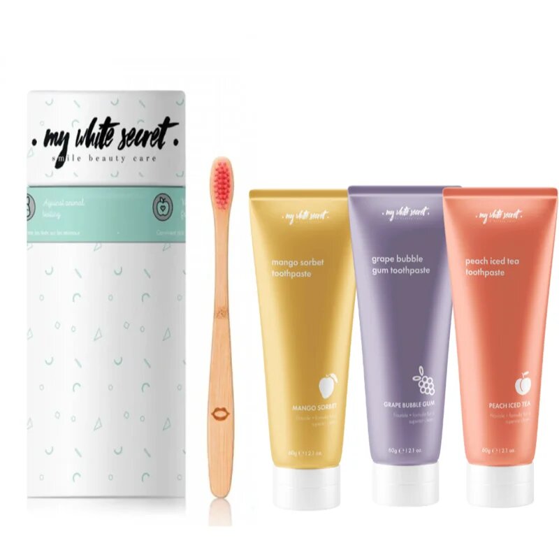 My White Secret Gift Pack Fruits Toothpaste + Toothbrush set zobne nege