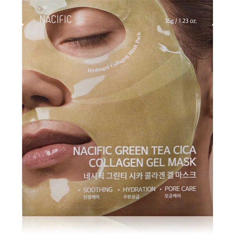 Nacific Green Tea Collagen Gel Mask posvetlitvena maska za obraz z vlažilnim učinkom 1 kos