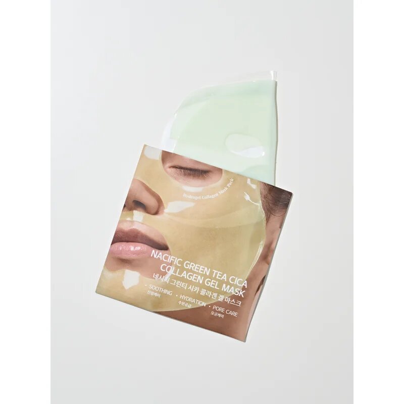 Nacific Green Tea Collagen Gel Mask posvetlitvena maska za obraz z vlažilnim učinkom 1 kos