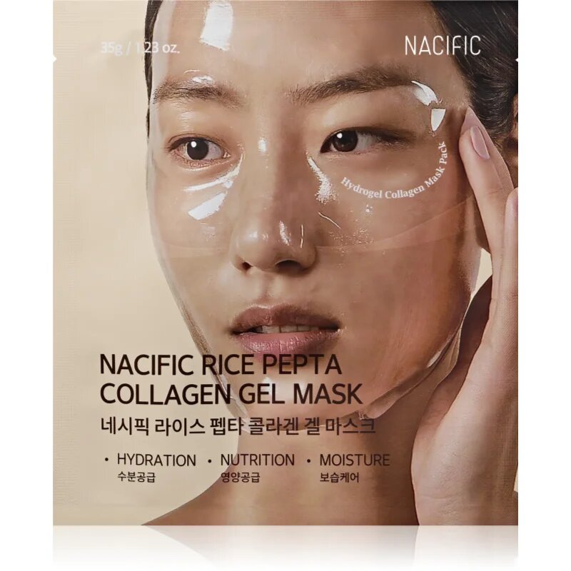 Nacific Rice + Pepta Collagen Gel Mask vlažilna tekstilna maska za posvetlitev in zgladitev kože 1 kos