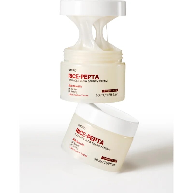 Nacific Rice + Pepta Collagen Glow Bouncy Cream posvetlitvena krema za obraz z vlažilnim učinkom 50 ml
