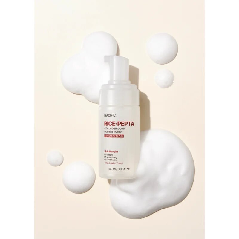 Nacific Rice + Pepta Collagen Glow Bubble Toner posvetlitveni tonik za obraz z vlažilnim učinkom 100 ml