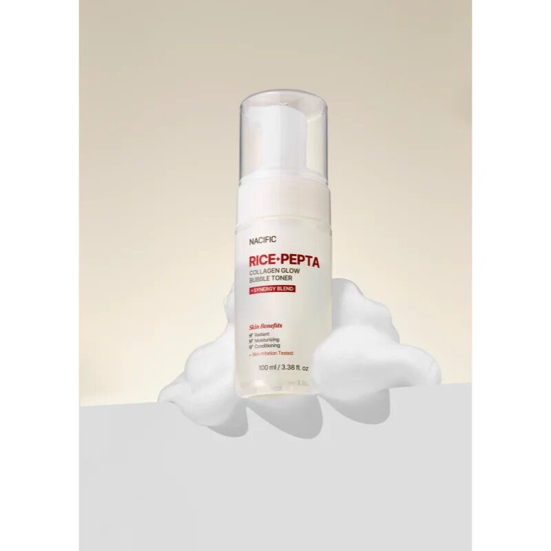 Nacific Rice + Pepta Collagen Glow Bubble Toner posvetlitveni tonik za obraz z vlažilnim učinkom 100 ml
