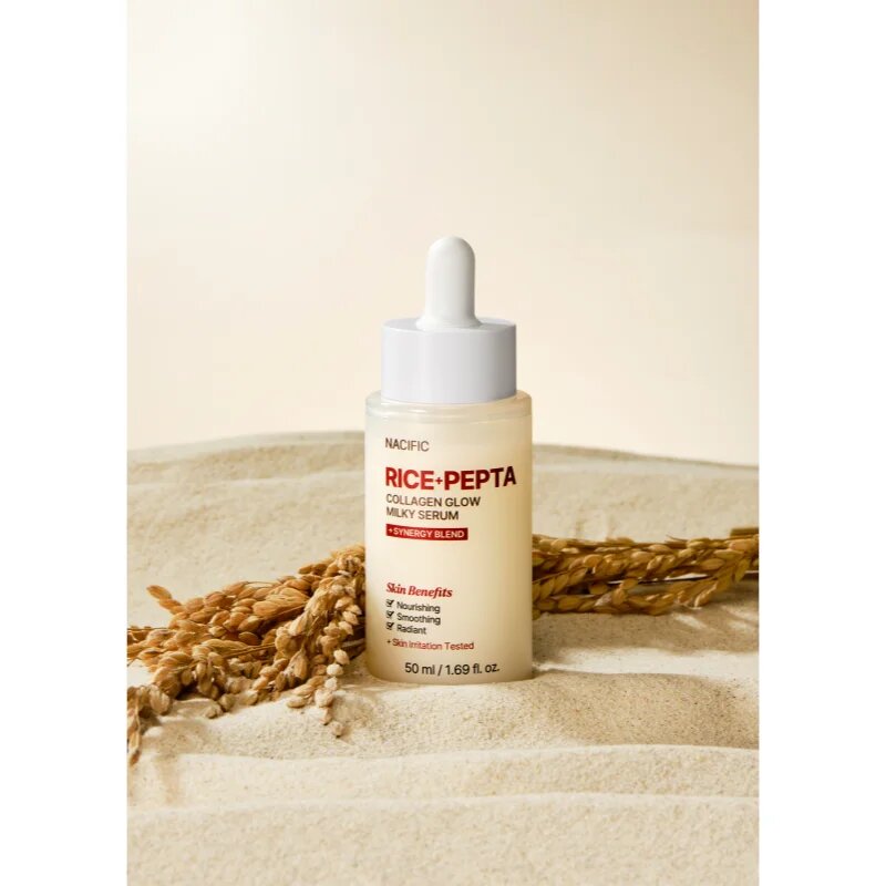 Nacific Rice + Pepta Collagen Glow Milky Serum posvetlitveni serum za obraz z vlažilnim učinkom 50 ml