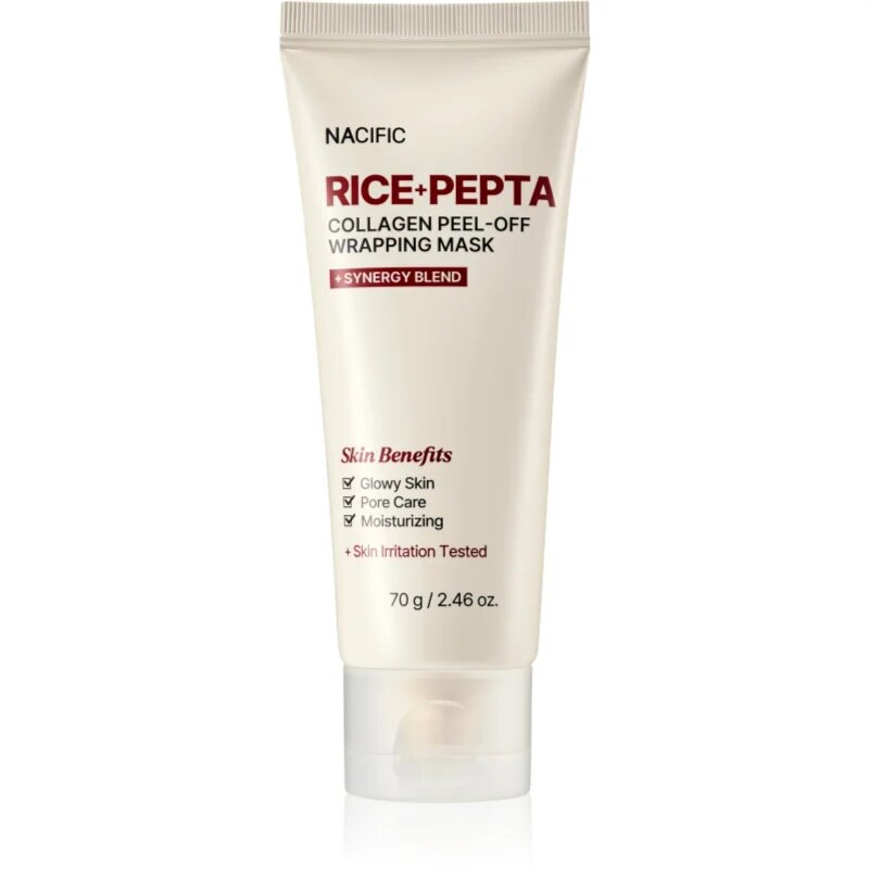 Nacific Rice + Pepta Collagen Peel-off Wrapping Mask vlažilna maska za obraz za poenotenje tona kože 70 g