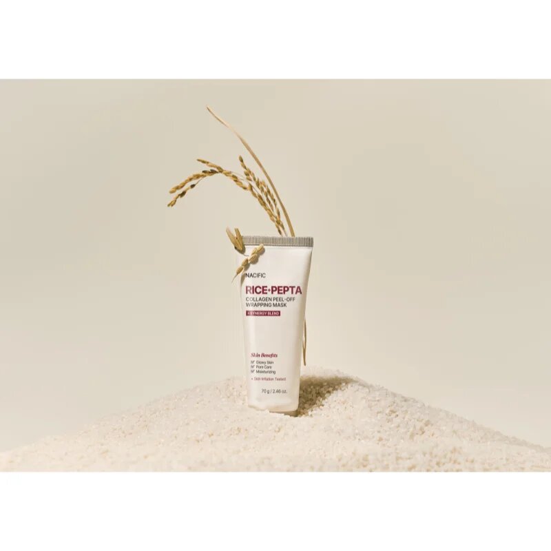 Nacific Rice + Pepta Collagen Peel-off Wrapping Mask vlažilna maska za obraz za poenotenje tona kože 70 g